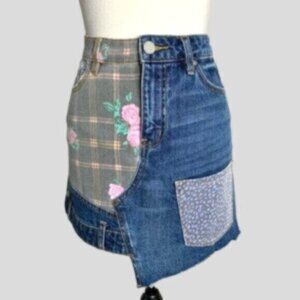 BDG Vintage Floral Patchwork Denim Mini Skirt